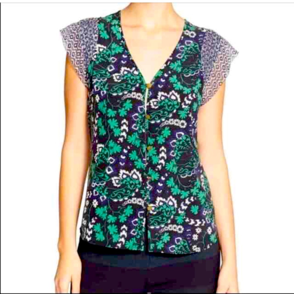 STUNNING Veronica Beard SILK floral printed Boho top size 4 S price firm !